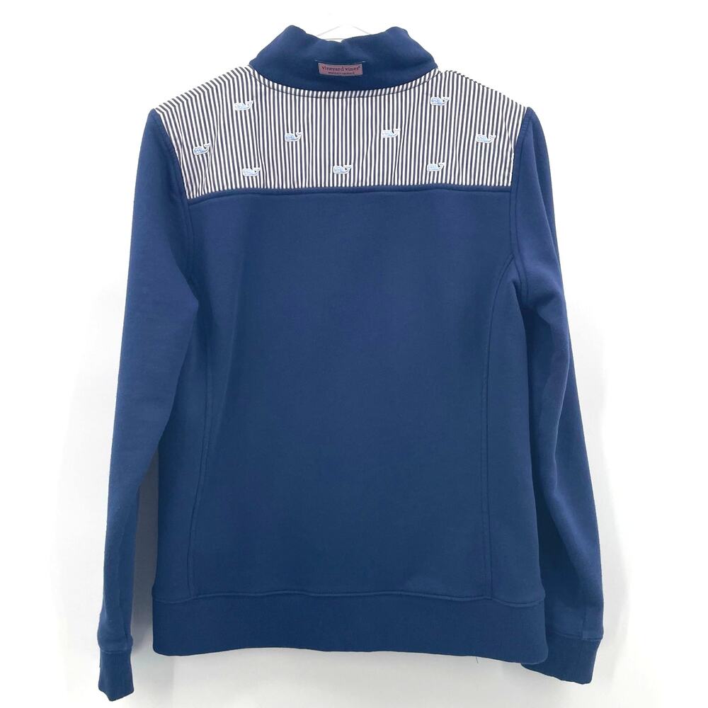 Vineyard Vines Women's 1/4 Zip "Stripe Shoulder Shep Shirt" Whales, Size M - Picture 3 of 12